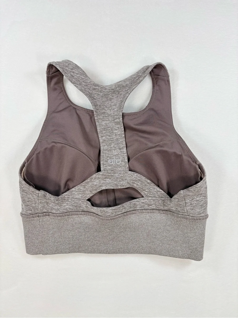 Alo Yoga Alosoft Serenity Bra Gravel Heather High Neck Racerback Size XS